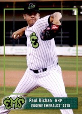 2018 Eugene Emeralds Grandstand #28 Paul Richan Newhall California Baseball Card