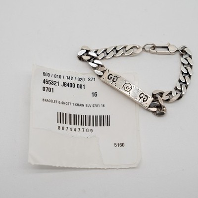 GUCCI ghost ブレスレット　GGロゴ size 16 Gucci Sterling Skull Ghost 925 Silver Bracelet Link | eBay