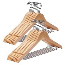 Wooden Hangers 30 Pack,Wood Hanger with Iron Pants Bar, Heavy Duty Coat