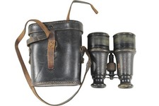 Antique Military Binoculars In Leather Case Paris Militaire Riesse 27965