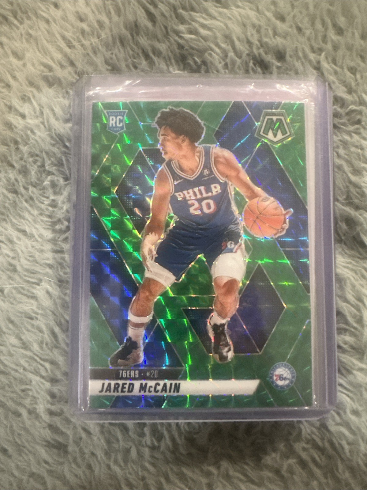 2024-25 Panini Mosaic Jared McCain Green Mosaic Prizm RC #228 76ers