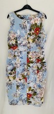 Phase Eight Mara Blue Multi Floral Ruched Bodycon Pencil Midi Shift Dress UK 14