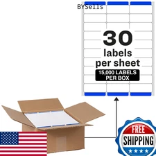 Avery Printable Address Labels with Sure Feed, 1"x2-5/8", 15000 White Labels Las