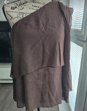 Zara Asymmetric Texture Top Size Large Chocolate Color Brand New