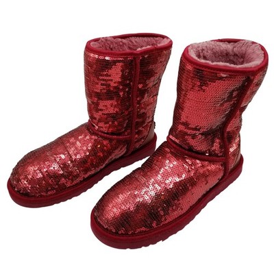 UGG Australia Classic Short Sparkles Red Sequin Boots 1003598 Womens 8