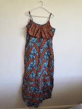 Stylish Sleeveless African Long Dress Ankara Fabric Free Maxi Dress Brand New