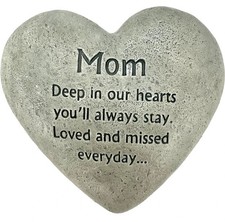 New HEART SHAPED MOM MEMORIAL STONE Remember Love Miss You 6"