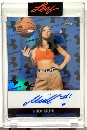 2025 Leaf Metal Authentics Blue Prismatic Auto 43/75 Nika Muhl #UA-NM1