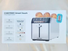 Chefman Smart Touch 4 Slice Digital Toaster, 6 Shade Settings, Stainless Steel