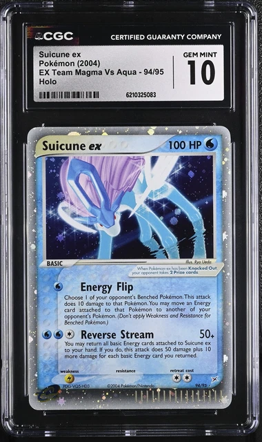 SUICUNE EX POP 24! CGC 10 HOLO EX TEAM MAGMA VS AQUA 2004 #94 - PSA $50K+ !
