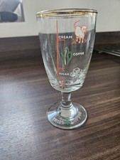 Vintage Stemmed Irish Coffee Glass with Printed Recipe, Gold Rim, Shamrock VGC