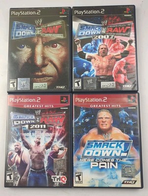 Lot of 4 WWE Games Smackdown Vs. Raw 2004 2007 2011 & Here Comes The Pain Bundle