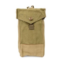 Genuine Original Belgian Army Magazine Pouch-Small - Used - Khaki Canvas-Webbing