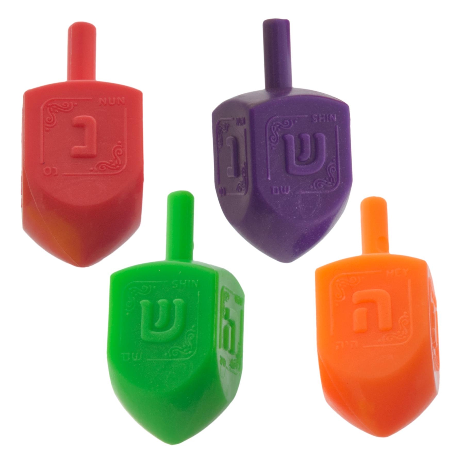 Assorted Colour Plastic Hanukkah Dreidels Pack of 4 Chanukah Dreidle