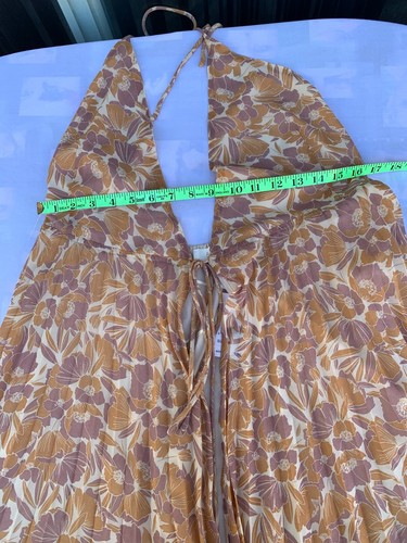 Abito cardigan donna ASTR marrone beige stampa floreale reggicalze schiena aperta taglia M - Foto 5 di 11