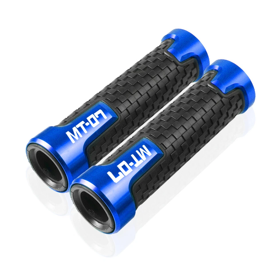 7/8 "22mm CNC Paire poignée guidon/Handle Grip Pour Yamaha MT-07 Bleu Nouveau - Photo 2/4