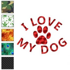 Love My Dog Paw Print, Vinyl Decal Sticker, 40 Patterns  3 Sizes, 4137