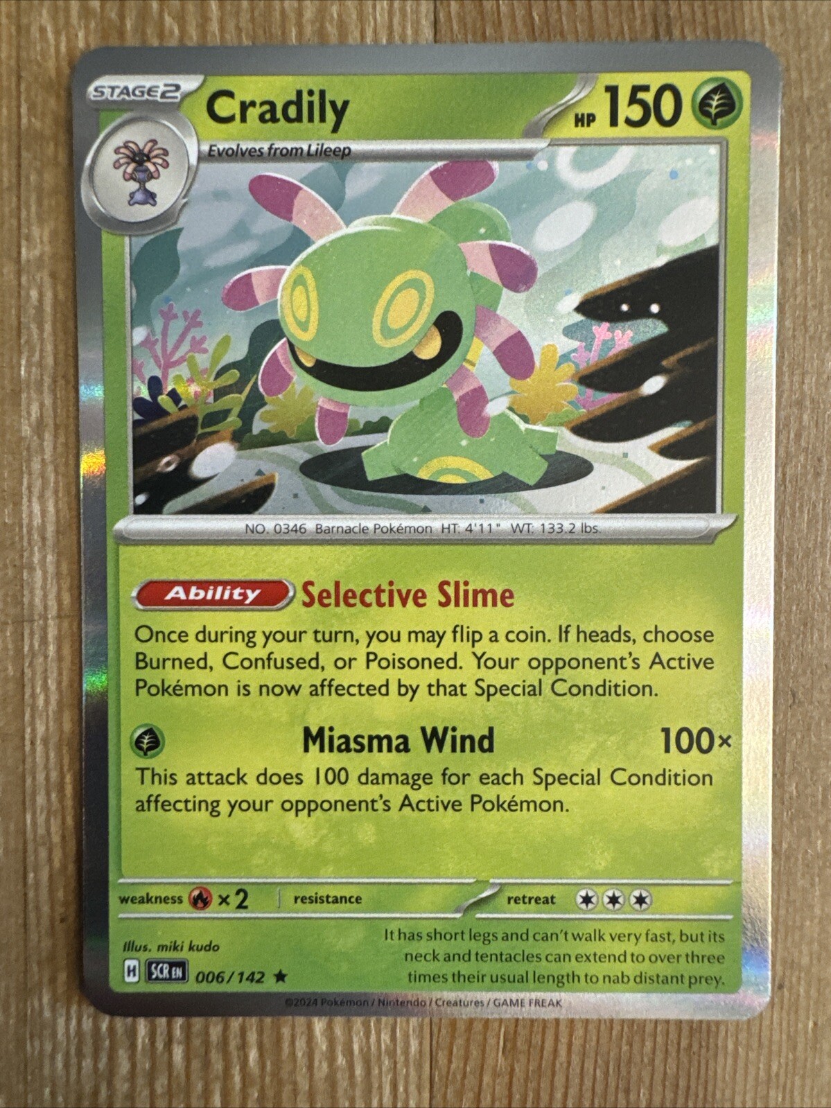 Cradily 006/142 Stellar Crown Holo Pokemon Card NM