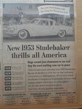 1953 Newspaper Ad For Studebaker - Commander Starlight Coupe European Look