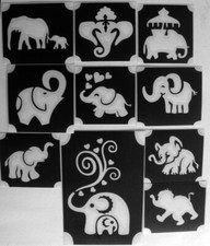 bm2019 set elephants elephant GLITTERTATTOO 10 different stencils glitter tattoo