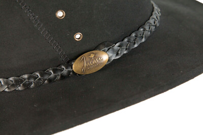 Black Jacaru Leather Australian Outback Hat Made in  display picture 1