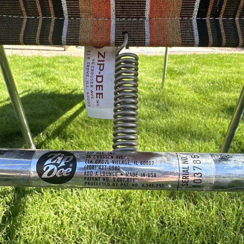 Vintage Airstream Zip Dee Folding Camp Chair Lounge Attachment USA Made