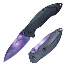 Spring-Assist Folding Knife Wartech Purple Abyss 3.25" Blade Tactical EDC