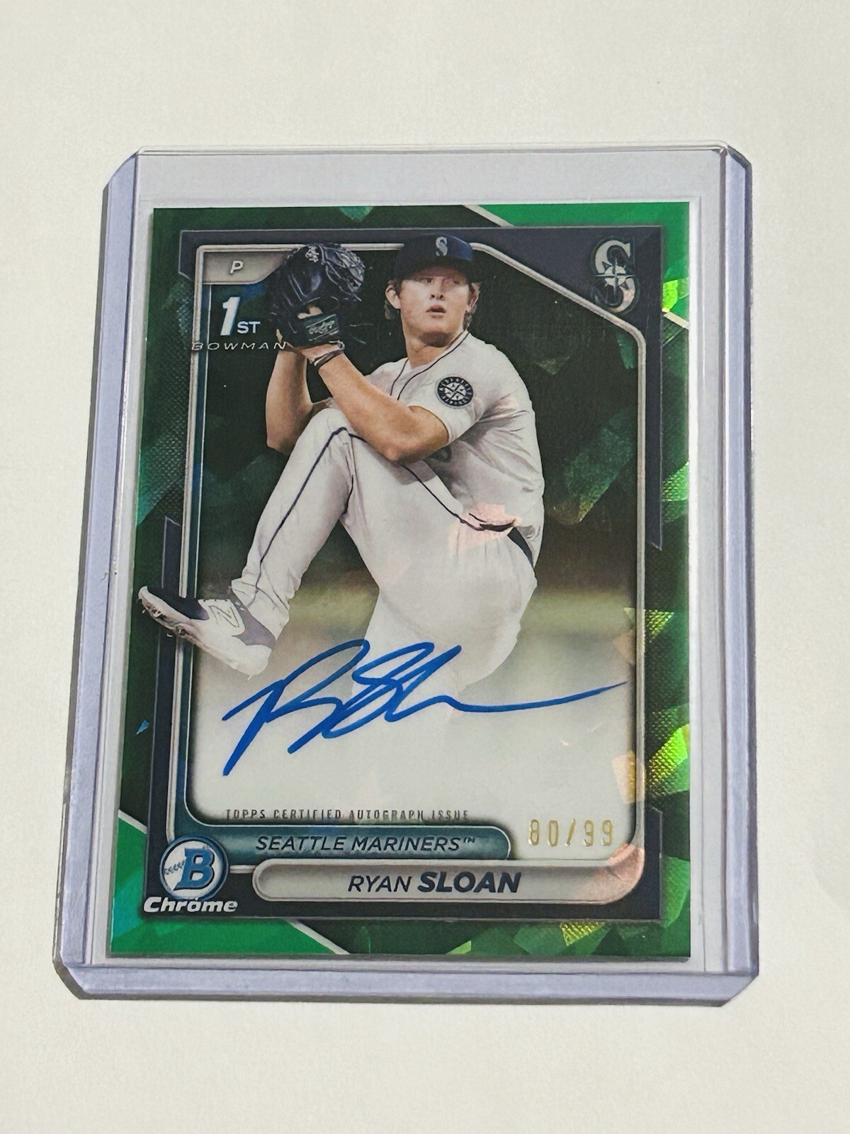 2024 BOWMAN DRAFT SAPPHIRE RYAN SLOAN GREEN REFRACTOR 1ST BOWMAN AUTO RC #D/99