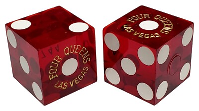 Four Queens Las Vegas Casino Craps Dice Pair Red Polished MATCHIING SERIAL #s