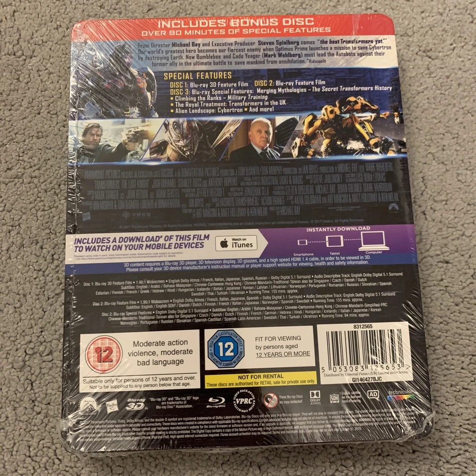 TRANSFORMERS - THE LAST KNIGHT (LIMITED STEELBOOK) [BLU-RAY 3D+2D] NEW & SEALED - Image 2 of 2