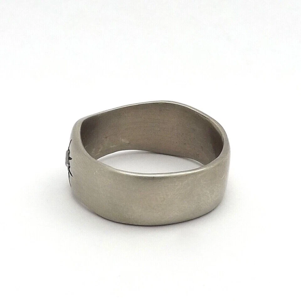 10k White Gold Solitaire Setting Ring Wavy Band Matte Finish Sundance Style - Image 3 of 4