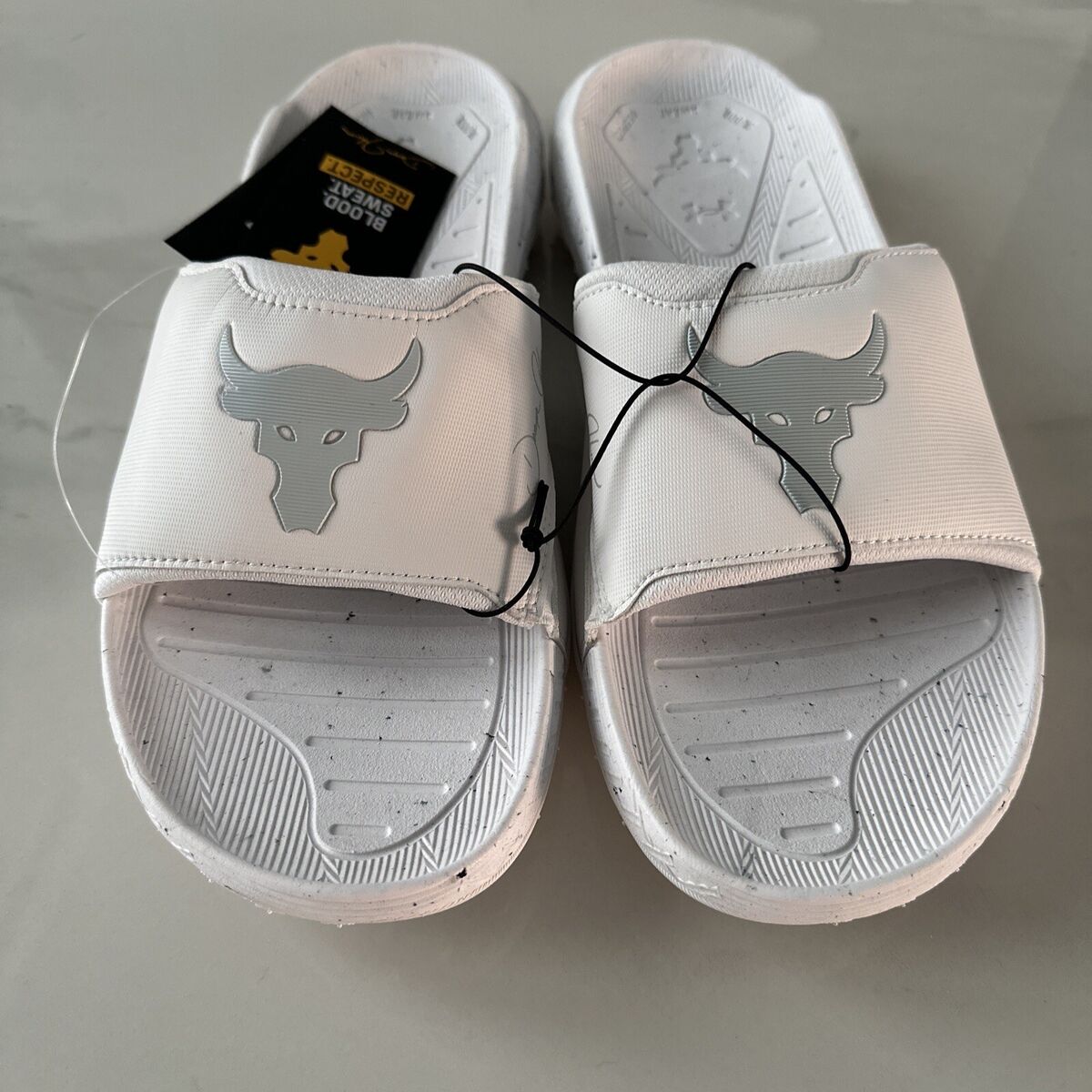 Under Armour Mens Project Rock Sideline Slides Blood Sweat Under Armour Mens Project Rock Sideline Slides Blood Sweat