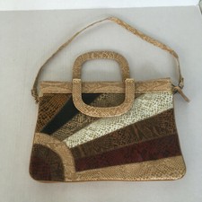 vintage faux snakeskin look purse hand bag with detachable strap metal zipper