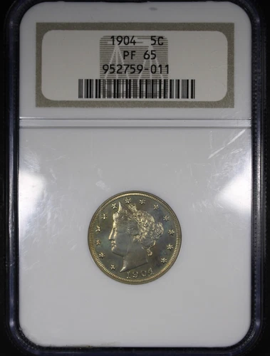 1904 Proof Liberty V-Nickel graded PR65 by NGC Lightly Toned Scarce Proof Coin