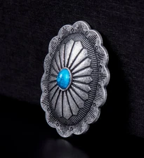 10pc Southwest Oval Turquoise Vintage Silver Leathercraft Saddles Decor Conchos