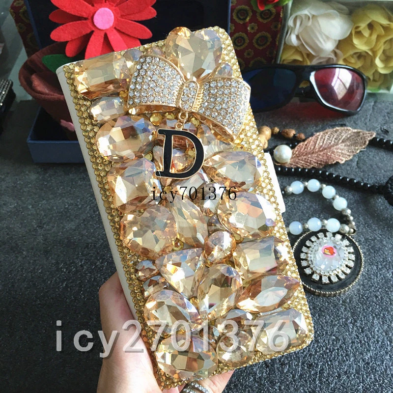 Jewelled Bling Crystal Diamonds leather wallet flip Case Cover & Shoulder strap - Image 3 of 4