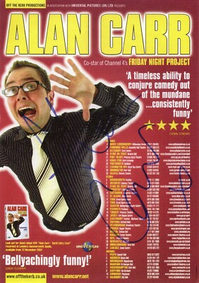 ALAN CARR signiertes Foto/Flyer - Komiker/Moderator/Moderator 10''x7'' Nachdruck