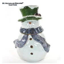 St. Nicholas Square FOREST FRIENDS 12" Cookie Jar Figural Snowman Christmas Mint