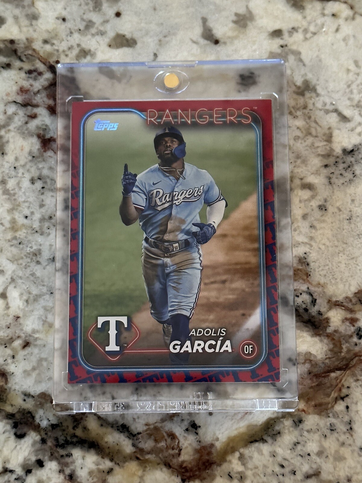 2024 Adolis Garcia Topps Series 1 Team Color Logo Border Variation  Rangers 134