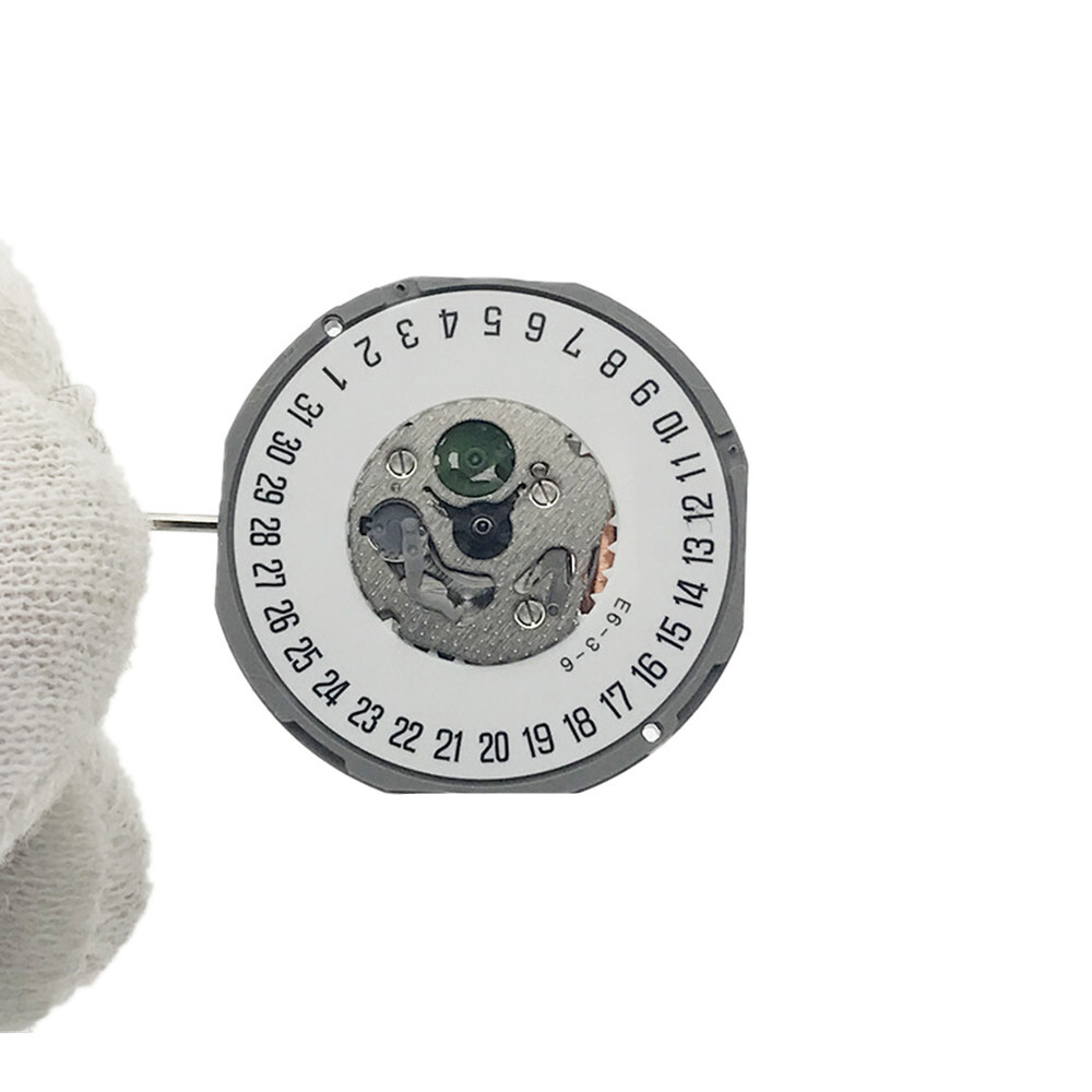 Miyota 1M12 3-Pin Quartz Watch Movement with Date at 3/6 and Adjusting Stem