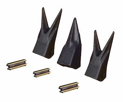 Set ot 3 - Backhoe / Mini Excavator Twin/Single Tiger Teeth w/ pins 23TL , 23WTL
