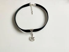 Choker Custom Size Neck Necklace Pentagram Crescent Moon Velvet  Jewelry Goth