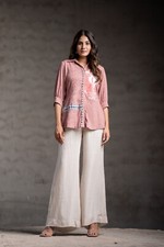 Women's Summer Outfit 2-Piece Embroidered Blouse Top  Wide Leg Pants Co-Ord Set