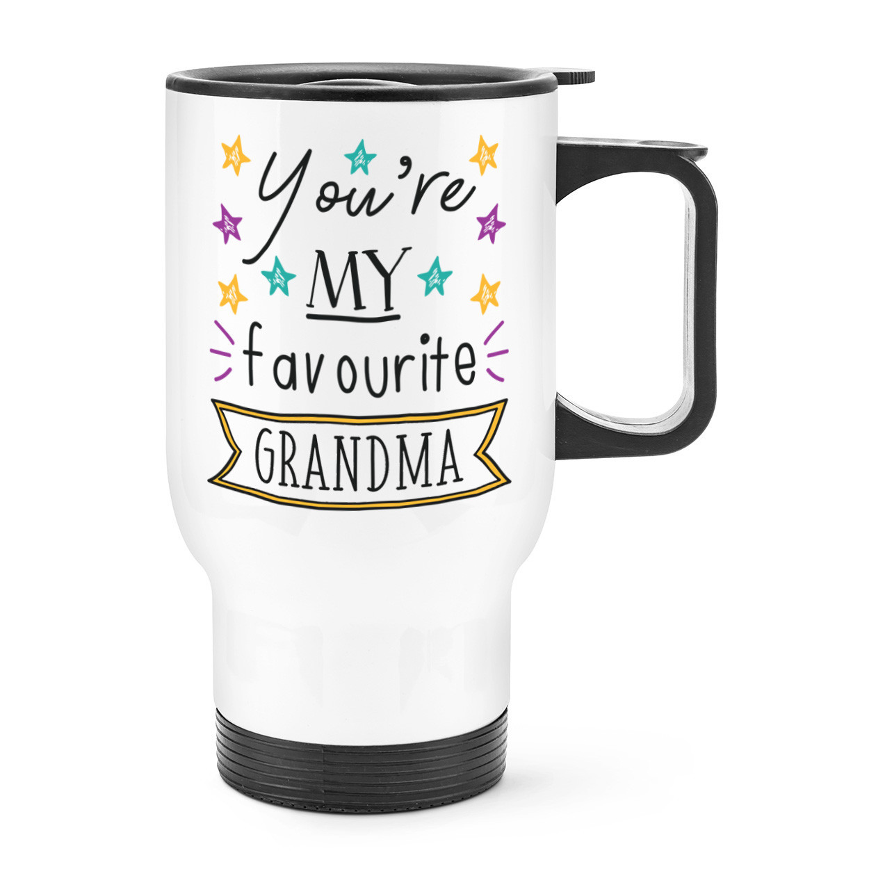 You're My Favourite Grandma Stars Travel Mug Cup With Handle - Funny Best Nan
