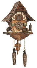 cuckoo clock black forest quartz german music house with bears new