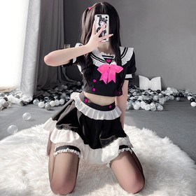 Cute Maid Uniform Girl Women Sexy Lingerie Sailor Cosplay Costume Roleplay Dress