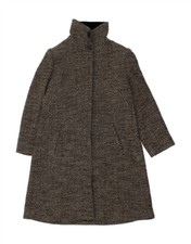 Les Copains Womens Overcoat It 46 Large Grey Wool Ba63