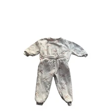 Rylee + Cru Baby Girls Bow Print Sweatshirt Jogger Set 2- 3T Beige Fleece