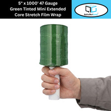 2 Rolls Extended Core Stretch Wrap Shrink Film Tinted Green 5" x 1000 47 Gauge 