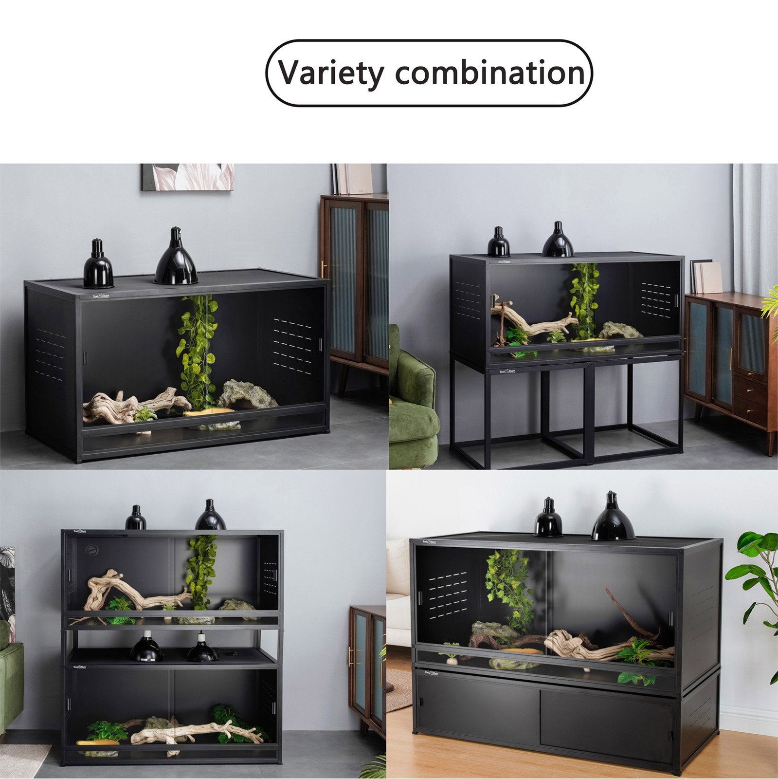 PVC Reptile Enclosure Up to 4x2x2FT Stackable Terrarium Snake Tank 120 ...